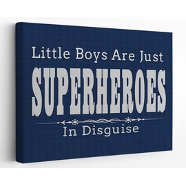 BXFAHZJ Little Boys are Just Superheroes in Disguise Wall Art Canvas Farmhouse Superhero Theme 14x11 Inch Prints Decor For Home Bedroom Living Room Boy’s Room