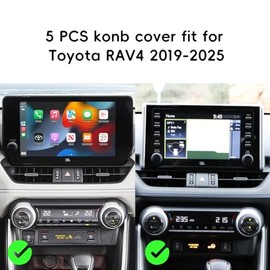 auovo Auovo AC Knob Ring Radio Knob Cover Compatible with Toyota RAV4 Accessories 2025 2024 2023 2022 2021 2020 2019 Rav4 Volume Tune Audio Control Knob Trim Air Conditioning Knob Cover 5pcs (Red)