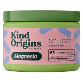 Kind Origins Magnesio Blend en Polvo, Citrato y Glicinato de Magnesio con 65 porciones