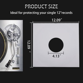 12 Inch Record Inner Sleeves, 20 Pack Heavyweight White Kraft Paper vinyl protective sleeves, Square Acid Anti-Static Free record sleeves for 12 Inches LP Albums