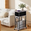 DGSANDGO Side Table with Charging Station and Drawer, Narrow End