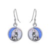POPKIMI Wolf Earrings for Women Wolf Opal Moon S925 Sterling