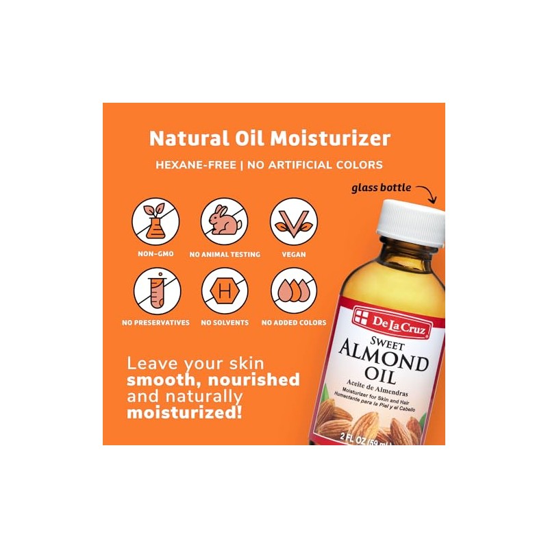 De La Cruz Sweet Almond Oil, No Preservatives Or Artificial