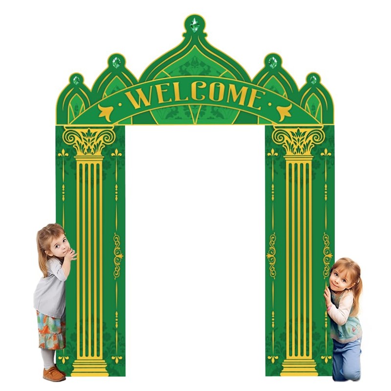 WADORN Green Castle Welcome Door Porch Banner 6.5x8.5Ft