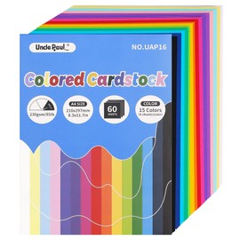 60 Sheets Colored Cardstock - A4 8.3 x 11.7 inch / 15 Colors 85Ib 230gsm 21x29.7cm Card Paper for DIY Art Paper Crafting Scrapbook Creative Decor School Supplies UAP16