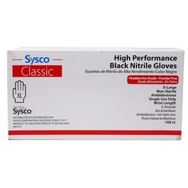 Sysco Caja de guantes extra grande de nitrilo negro clásico, 100 unidades