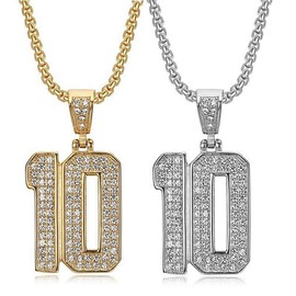 CAVIEA Iced-out Stainless Steel 18K Gold Plated Number 10 NO.10 Sports Simple Pendent Necklace for Men Hiphop Jewerly Cool Chain with Number Charm Athlete Y2K Simple Punk Fashion Jewelry