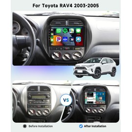 8 CORE 4G+64G Car Radio Stereo for Toyota RAV4 2003 2004 2005 with Wireless CarPlay/Android Auto, 9 Inch 1280 * 720P IPS Touch Screen Android 13 GPS WiFi Bluetooth 32-Band DSP HD Backup Camera