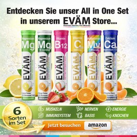 EVÄM Calcium Magnesium D3 Effervescent Tablets, Mandarin Flavour, 3 x 15 Pieces, Dietary Supplement to Support Bones and Muscles, Suitable for Vegetarians, Made in Germany