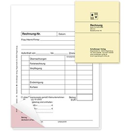 2 invoice pads DIN A6 especially for hotels, guest houses, accommodation companies, rentals etc.
