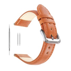 Berfine 20mm Brown Calf Leather Watch Band Replacement,Extra Soft Watch Strap for Men Women