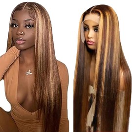 AiPliantfis Straight Human Hair Wig, Blonde Real Hair Wig, Women's 13 x 6 Lace Glueless Wig, Wear and Go P427 Highlight, Pre-Plucked, 150% Density, Unprocessed Brazilian Remy Hair, 16 Inches (40