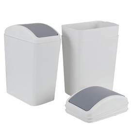 Tyminin 3-Pack 4.2 Gallon Plastic Swing-Top Trash Can, Garbage Bin with Swing Lid, Grey