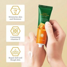 Kit 4 Cremas De Manos Extracto De Miel + 1 Par De Mascarilla De Colageno Para Ojos Con Base De Oro, Aclara Regenera Antiedad Con Vitamina E, 4 Unidades De 30G, 120G,Elimina Ojeras Y Líneas Finas, Reducir Las Bolsas De Los Ojos