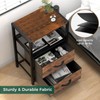 End Table with Fabric Drawer, Small Wooden Side Table, 4-Tier