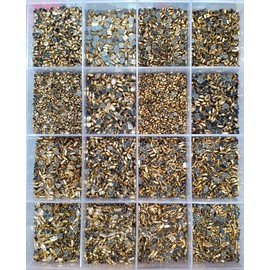 Unikart Kundan Stones Combo of Golden & Silver Colour 16 Shapes Kit with Storage Box & Fabric Glue for Jewellery making, DIY Kit, Craft, Decoration, Aari/Maggam Embroidery Work.