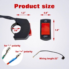 x xotic tech Motorcycle Handlebar Switch ATV Light Toggle Switch w/On Off Push Button for U5 U7 U2 Motorcycles Scooter UTV Electromobile Motorbike Powersports(7/8inch 22mm)