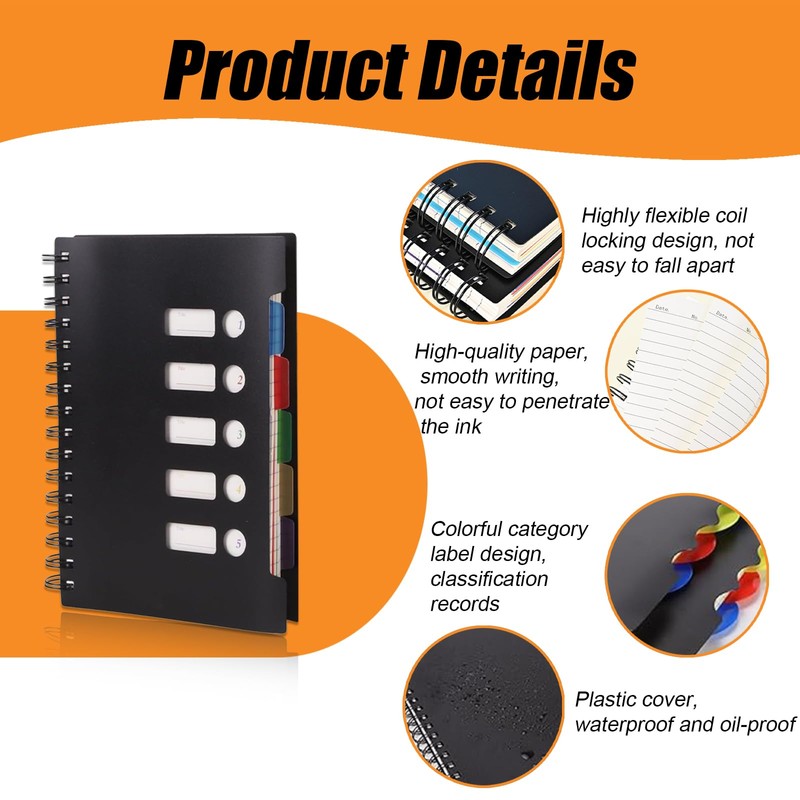 KUBDPQOR Notebook A5, Notebook with Index and Pen, Notepad A5