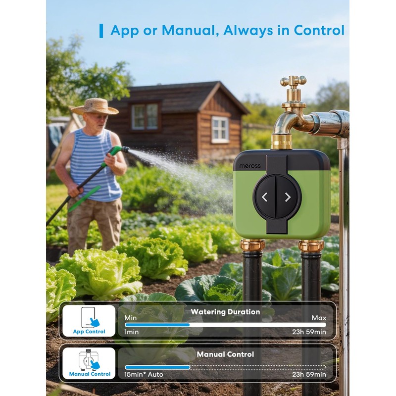 meross WiFi Water Timer for Garden, Hose Timer with Brass