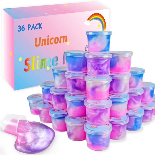 36 Packs Unicorn Slime Kit, Unicorn Party Favors for Kids,