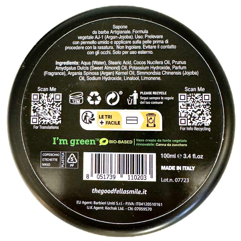 THE GOODFELLAS' SMILE Seacitrus Tradiotional Shaving Soap, Made in Italy,