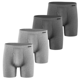 Indefini Men's Boxer Briefs Underwear Cotton Long Covered Waistband Underwear Boxer Briefs for Men Pack, 4 Pack (2 Light Gray 2 Dark Gray, XL)