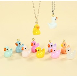 100pcs Luminous Mini Ducks,15 mm Dollhouse Décor Resin Ducks Glow in The Dark for Aquarium Decor Micro Fairy Garden Landscape Hide,Seek Party Toys,Craft Making and Ornament Scrapbooking (Multicolour)