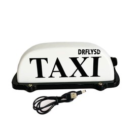DRFLYSD New USB Rechargeable Battery 10inches White LED Taxi Dome Light Roof Taxi Sign with Magnetic Base Waterproof Taxi Top Light