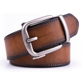 Fabio Valenti Men's Genuine Leather Ratchet Dress Belt with Automatic Buckle, Adjustiable (Cognac, 32/34)
