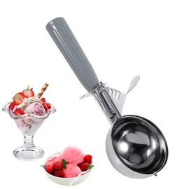 DeJivsin Ice Cream Scoop, Ice Cream Spoon, with Trigger and Comfortable Handle, 7.2 cm Diameter, Grey Stainless Steel, Ice Cream Scoop, Ice Cream Spoon, Ice Cream Scoop, Ice Cream Scoop, Ice Cream
