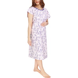 NY Threads NY Threads Women's Hospital Gown Soft and Stylish Patient Gown, Large-X-Large, Vines Pink