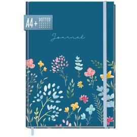 paper&you® Bullet Journal Dotted A4+ with Elastic Band "Happy Flower" 156 Pages, Dotted Notebook, Sketchbook, Diary - Sustainable and Climate Friendly