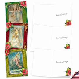 The Best Card Company - 20 Season's Greetings Cards (4 x 5.12 Inch) - Assorted Vintage Angels, Holiday Notecards (10 Designs, 2 Each) - Christmas Angels AM1747SGG-B2x10