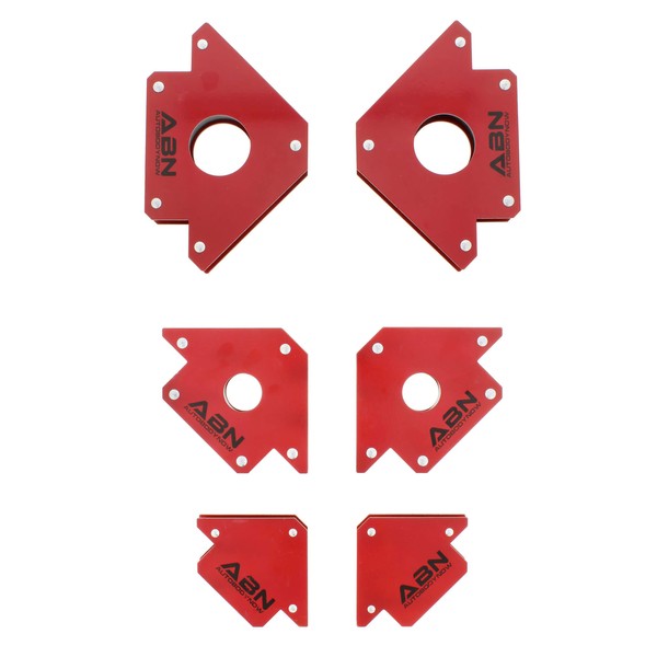 ABN Arrow Welding Magnet Fabrication Holder Set - 6pk 25lb, 50lb, and 75lb Positioning Square Welding Table Magnet Clamps for 45, 90, 135 Degree Angles