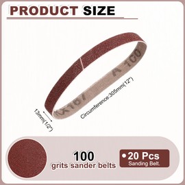 HARFINGTON 1/2 x 12 Inch Sanding Belts, 20 Pcs 100 Grits Aluminum Oxide Abrasive Belt Sander File Belt for Woodworking, Metal Polishing, Knife Sharpener