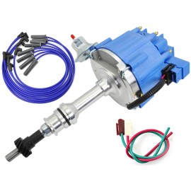 CNPAPC FOR FORD 351C 351M 400 429 460 HEI DISTRIBUTOR + 8.5mm BLUE SPARK PLUG WIRES KIT