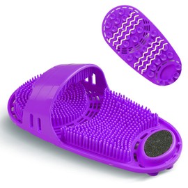 Kibhous Silicone Shower Foot Scrubber Personal Foot Massage and Cleaning with Soft Silicone Bristles and Non-Slip Suction Cups, Foot Scrubbers for Use in Shower Men and Women (1PCS Violet)