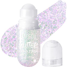 DAGEDA Gel brillante para rostro y cuerpo, brillo en roll-on para maquillaje de sirena, accesorios para conciertos de cantantes, festivales y raves, maquillaje de Halloween(rosa brillante)