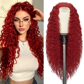 Curly Wig for Women, Red Wig, 26 inch, Synthetic Long Curly Wigs