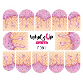 Whats Up Nails - P081 Yum Yum Ice Cream Water Decals Sliders for Nail Art Design