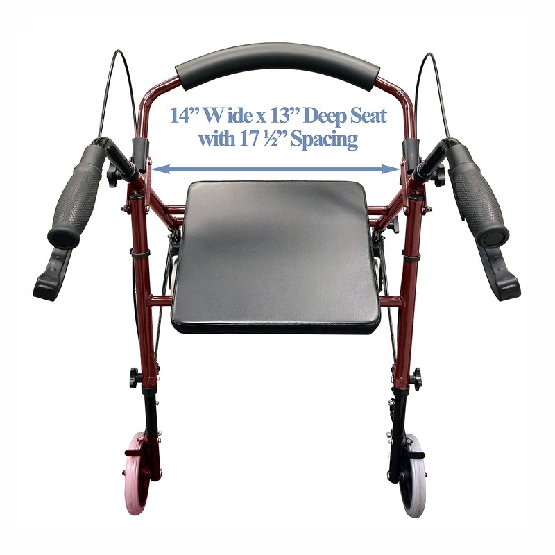 Tuffcare Freedom Lightweight Folding Aluminum Rollator Walker with 6-inch Wheels,