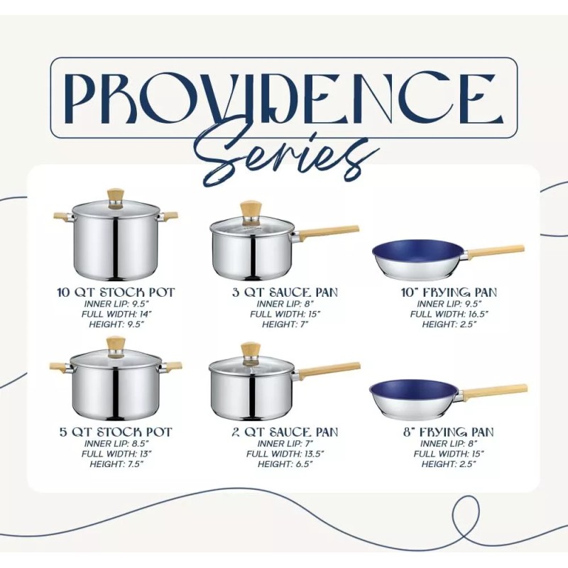 CONCORD Providence Series 10 Pieces Stainless Steel Cookware Set. Sauce
