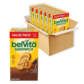 belVita Breakfast Sandwich Dark Chocolate Creme Breakfast Biscuits, Value Pack, 72 Total Packs, 6 Boxes (2 Sandwiches Per Pack)