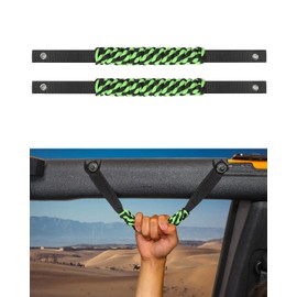 Savadicar 2 x Roll Bar Grab Handles, Circular Weave Grip Handle Compatible with 2021-2023 Ford Bronco SUV (Not Fits Bronco Sport), Interior Accessories, Green, 2PCs