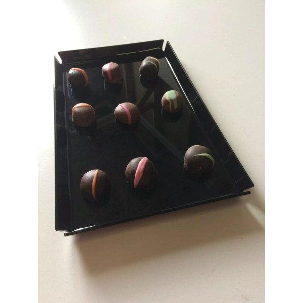 Plastics Unlimited 7" x 12" Black acrylic candy trays -