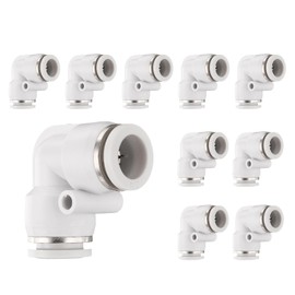 sourcing map 10pcs Elbow Push to Connect Tube Fitting 1/2" Tube OD 90 Degree Quick Connector Push to Connect Adapter Air Line Hose Fittings for Industry Air System PV1/2, White