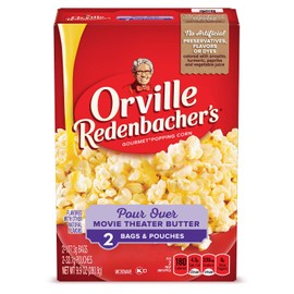 Orville Redenbacher’s Microwave Popcorn, Pour Over Movie Theater Butter Flavor, 3g Fiber Per Serving, 9.9 oz., 2-Count