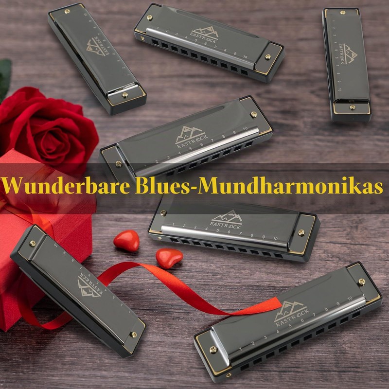 Eastrock Harmonica Set with 7 Buttons 10 Hole Key C