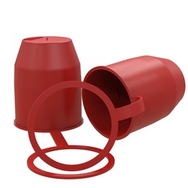 AUPROTEC Towing Hitch Protective Cap with Locking Ring Ball Protection Cap Cover Cap with Loop for Car Ball Head Coupling Red Set of 2