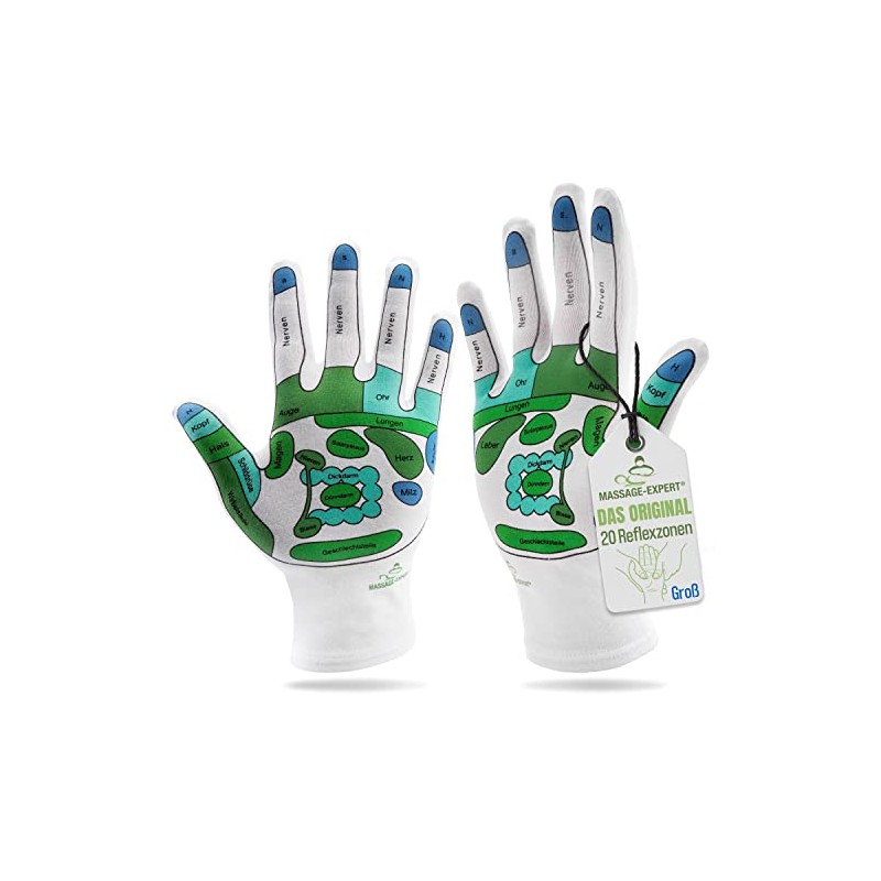 Hand Reflex Zone Gloves for Hand Reflexology Massage German Lettering
